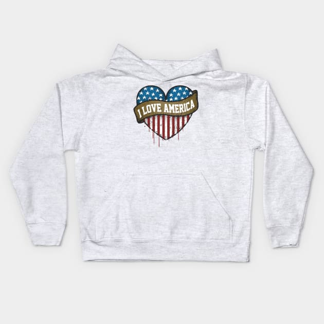 I love America heart Kids Hoodie by Mako Design 